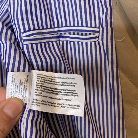 Brooks Brothers | Tan Khaki Diamond Stitch Quilted Double Zipper Jacket 6 - Picture 8 of 15